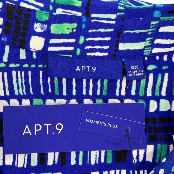 Apt. 9 Blouse Women's Sz 0X Blue Abstract Print Sleeveless Button-Up Top NEW - Picture 6 of 8